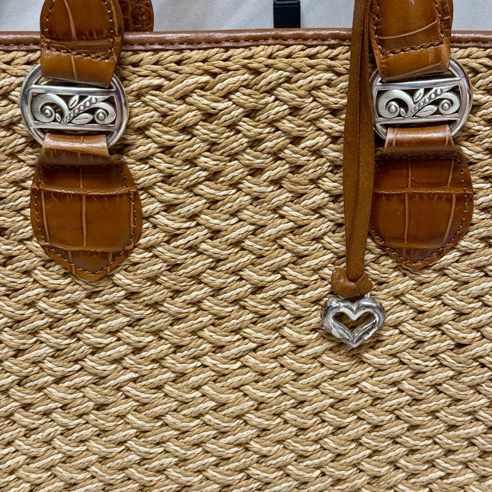 Brighton Natural Straw Tote with Brown Leather Handles - Picture 4 of 8